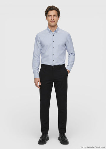 Siyah Düz Dokuma Jogging Fit Casual Pantolon