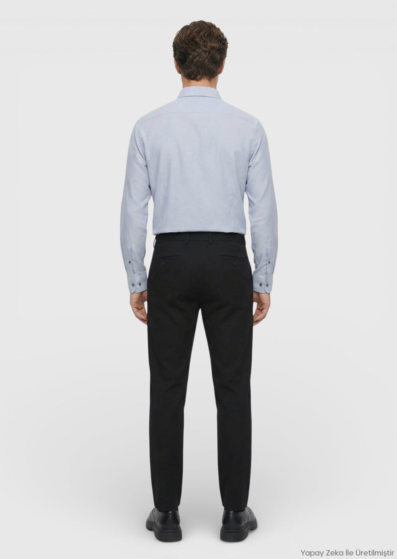 Siyah Düz Dokuma Jogging Fit Casual Pantolon