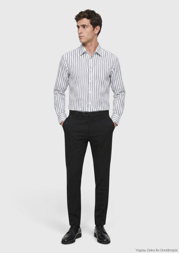 Siyah Düz Dokuma Jogging Fit Casual Pantolon