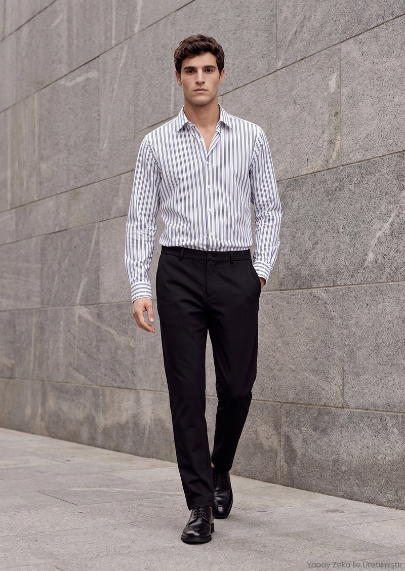 Siyah Düz Dokuma Jogging Fit Casual Pantolon