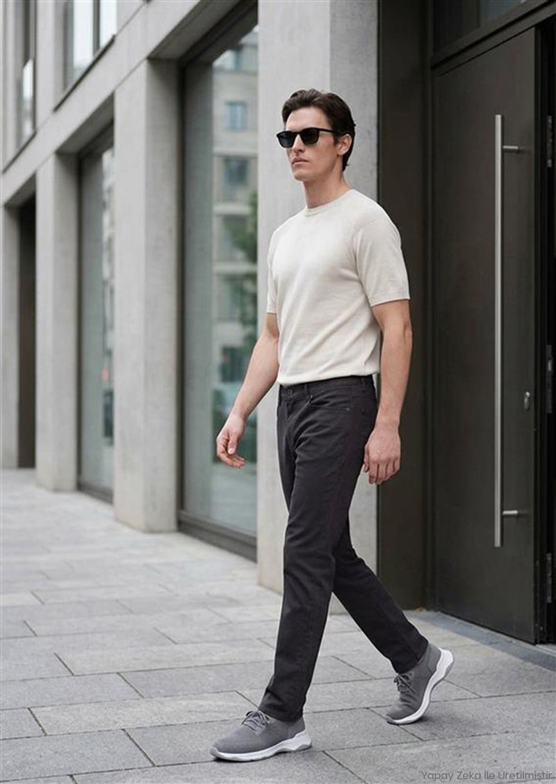 Siyah Düz Dokuma Slim Fit Casual Pamuk Karışımlı Pantolon