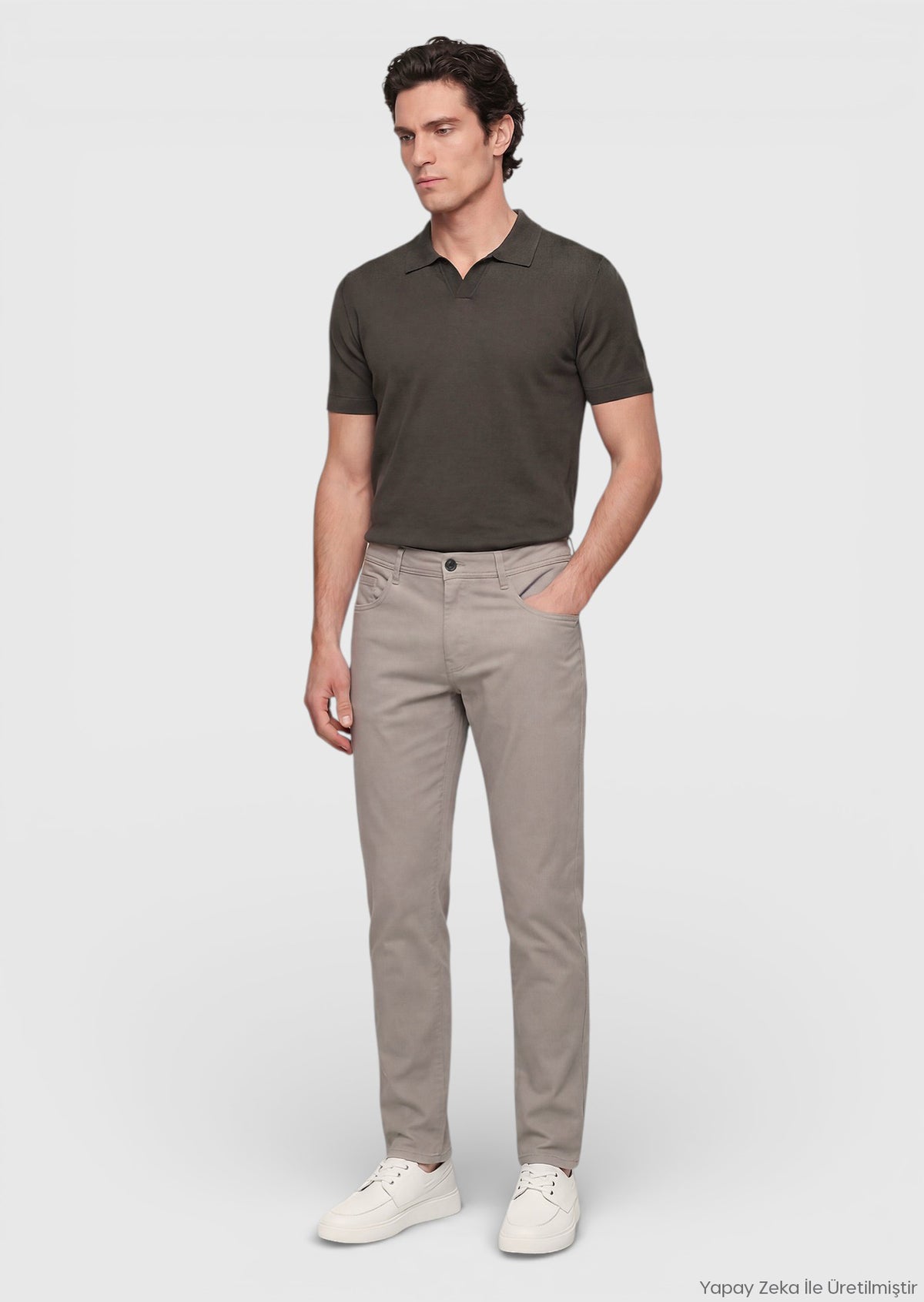 Vizon Düz Dokuma Slim Fit Casual Pamuk Karışımlı Pantolon