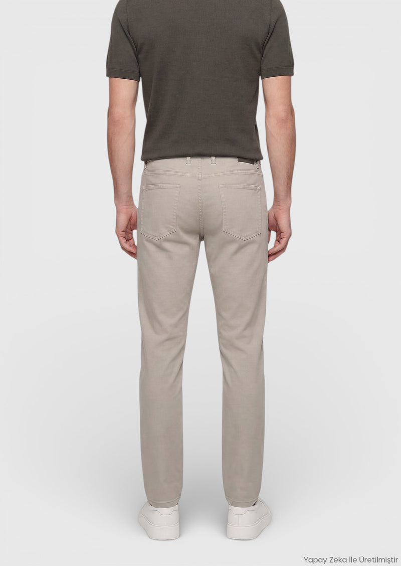 Vizon Düz Dokuma Slim Fit Casual Pamuk Karışımlı Pantolon