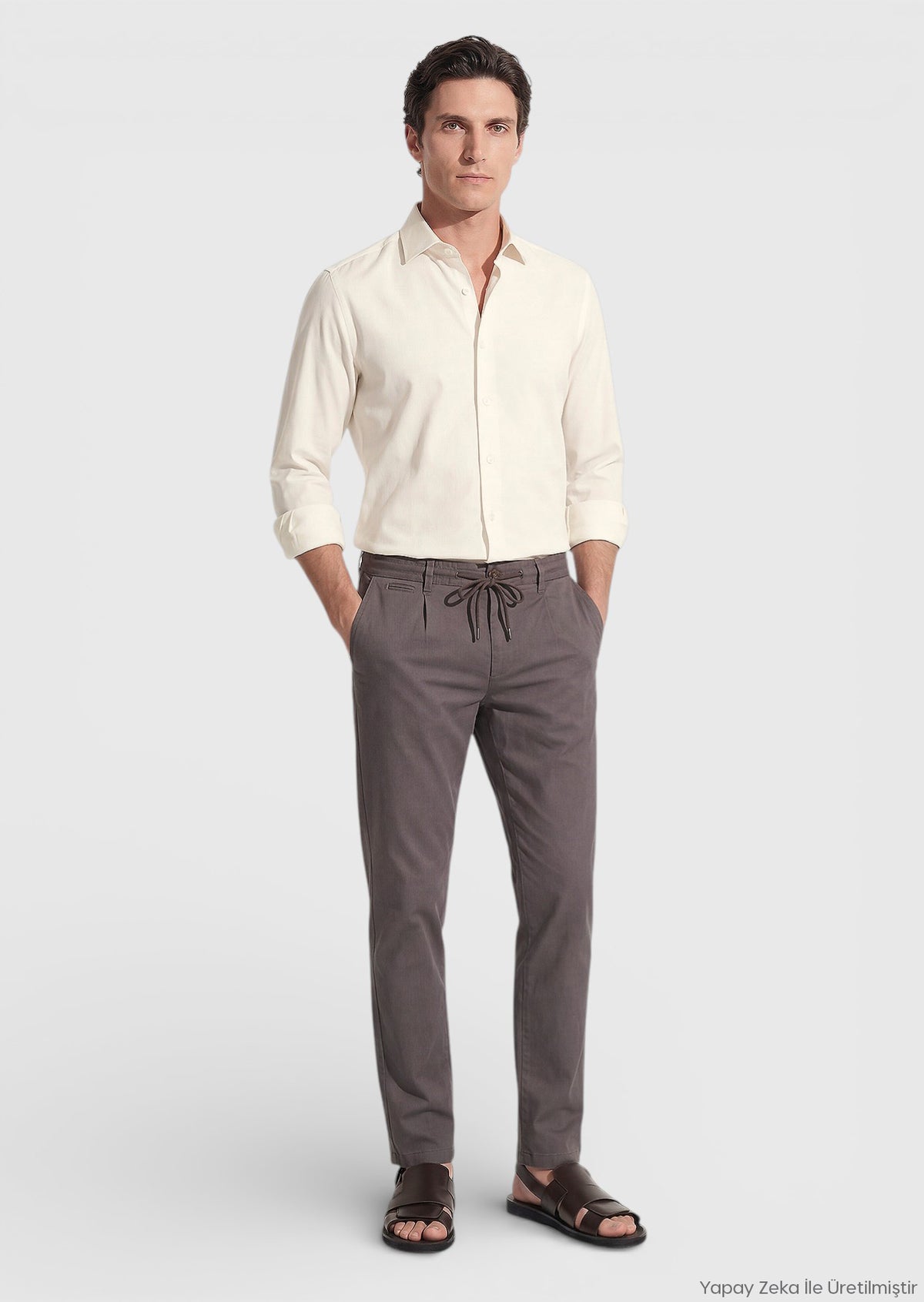 Mürdüm Düz Dokuma Jogging Fit Casual Pamuk Karışımlı Pantolon