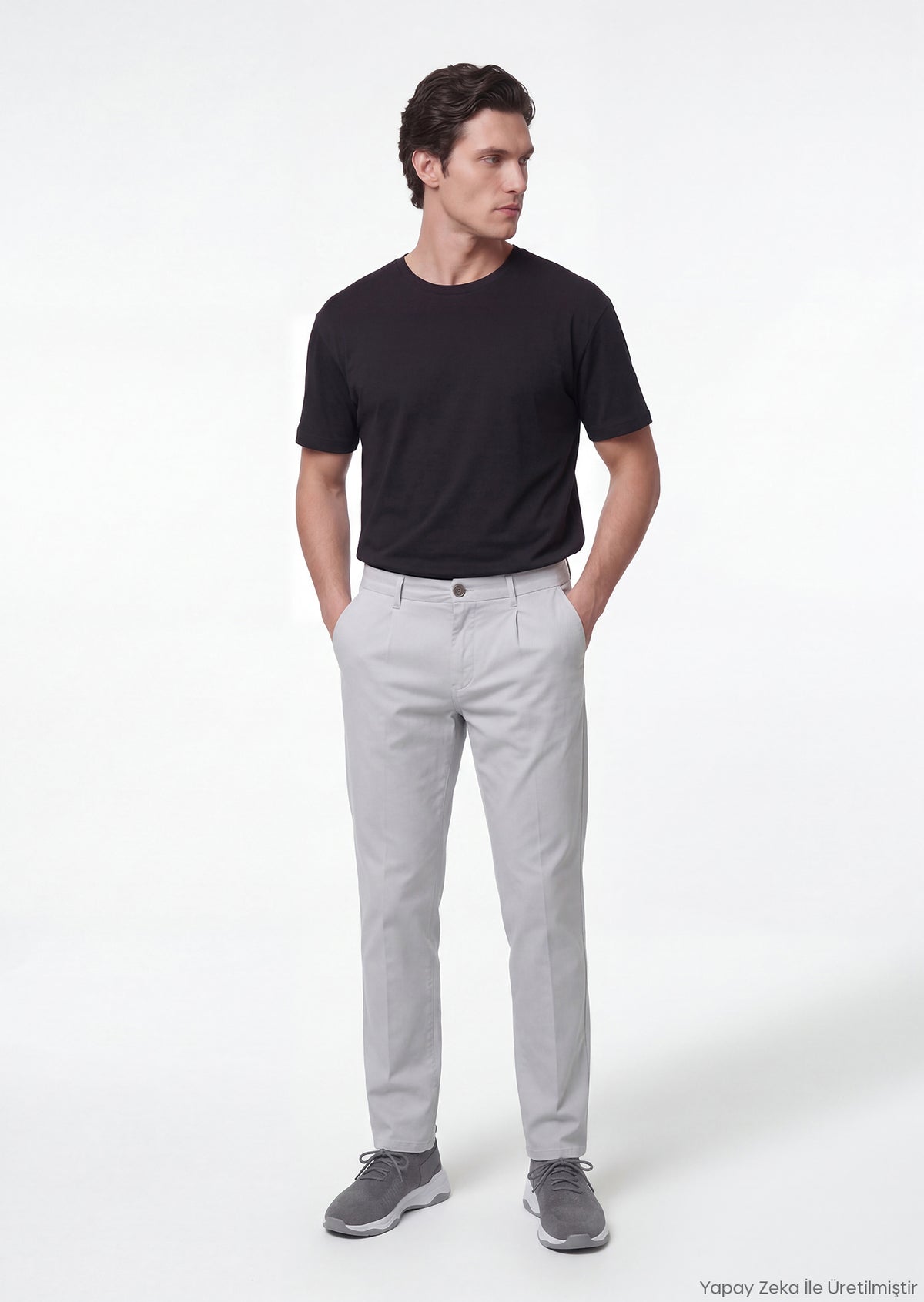 Grey Weaving Jogging Fit Casual Cotton Blended Trousers