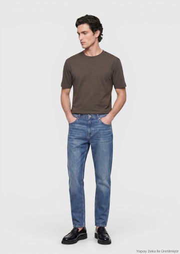 İndigo Regular Fit Denim Pamuk Karışımlı Pantolon