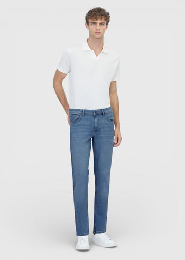 Açık Mavi Slim Fit Denim Pamuk Karışımlı Pantolon