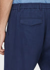 Lacivert Düz Dokuma Jogging Fit Casual %100 Keten Pantolon