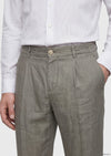 Haki Düz Dokuma Jogging Fit Casual %100 Keten Pantolon