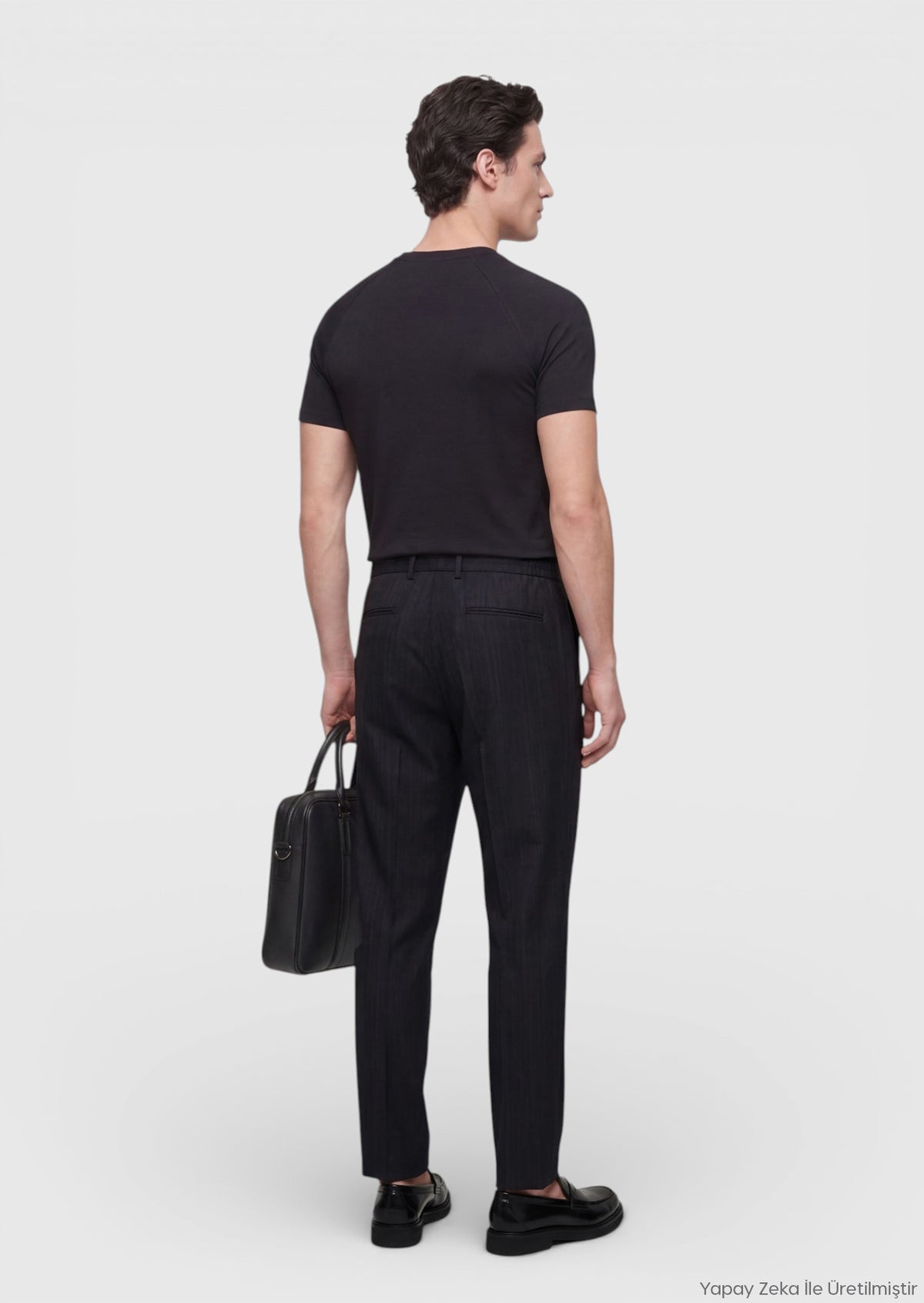 Siyah Düz Dokuma Jogging Fit Casual %100 Keten Pantolon