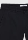 Siyah Düz Dokuma Regular Fit Casual Pamuk Karışımlı Pantolon