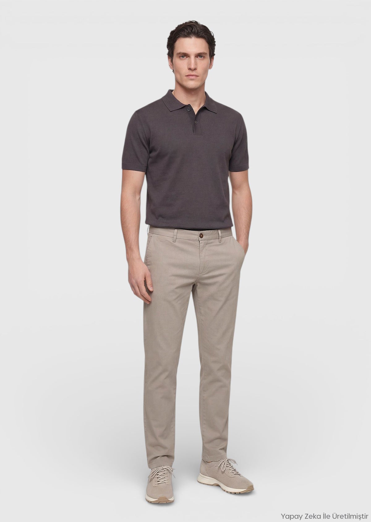 Vizon Dokuma Regular Fit Casual Pamuk Karışımlı Pantolon