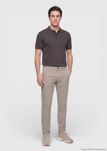 Vizon Dokuma Regular Fit Casual Pamuk Karışımlı Pantolon