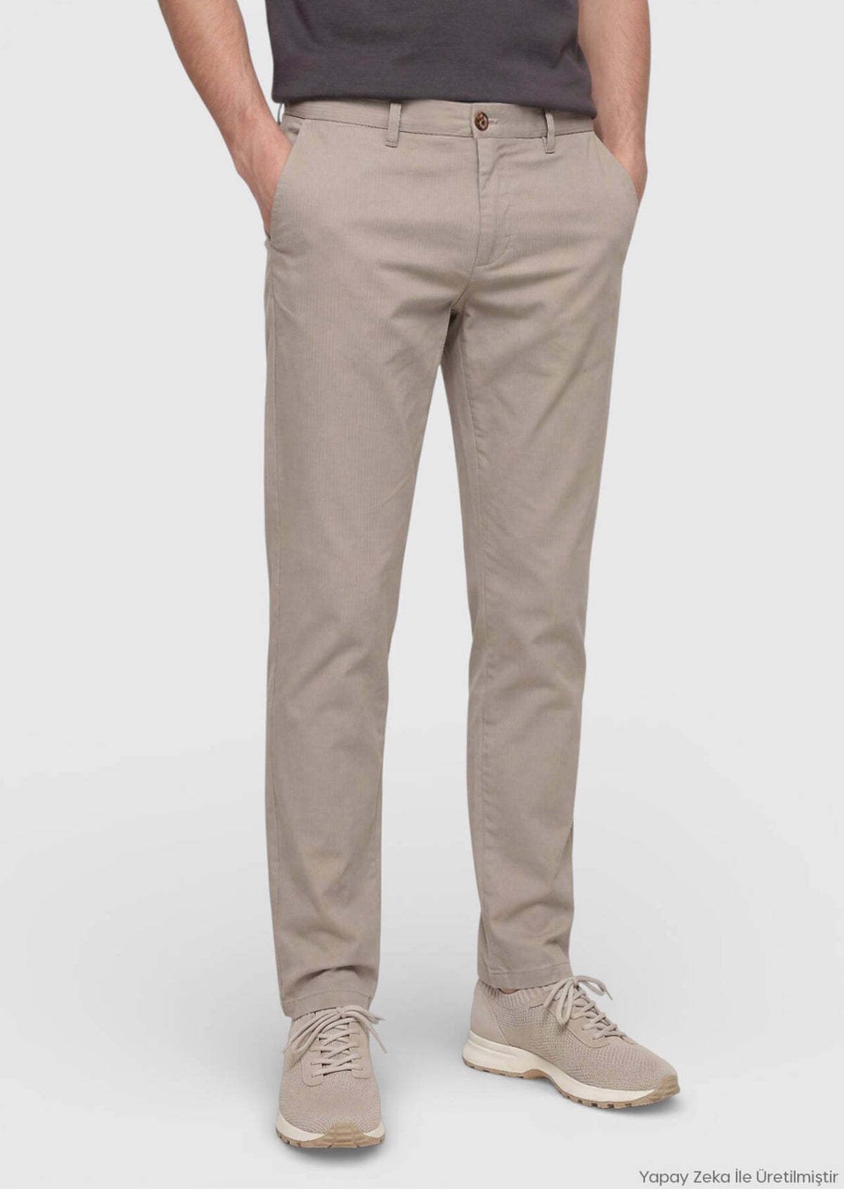Vizon Dokuma Regular Fit Casual Pamuk Karışımlı Pantolon