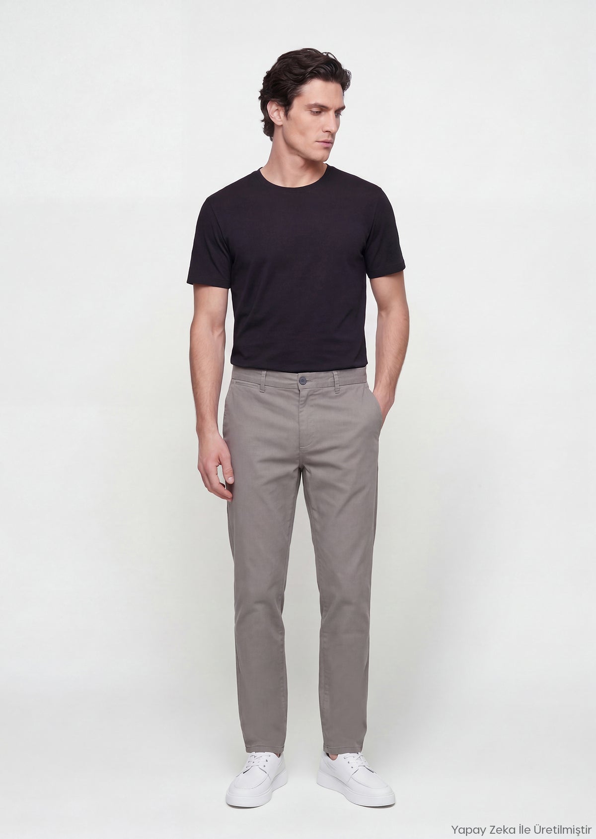 Antrasit Dokuma Regular Fit Casual Pamuk Karışımlı Pantolon