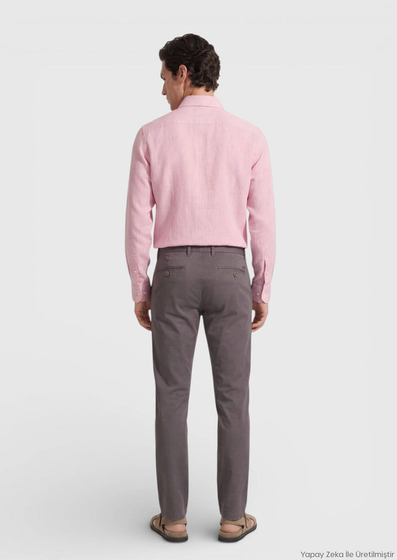 Mürdüm Dokuma Regular Fit Casual Pamuk Karışımlı Pantolon