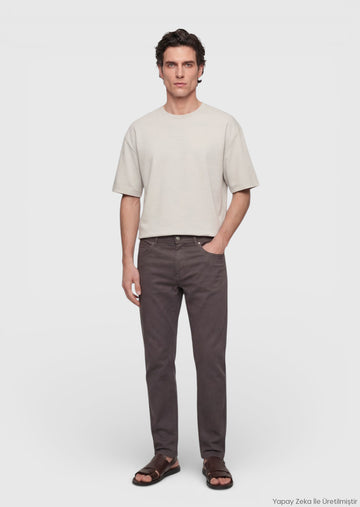 Mürdüm Dokuma Regular Fit Casual %100 Pamuk Pantolon