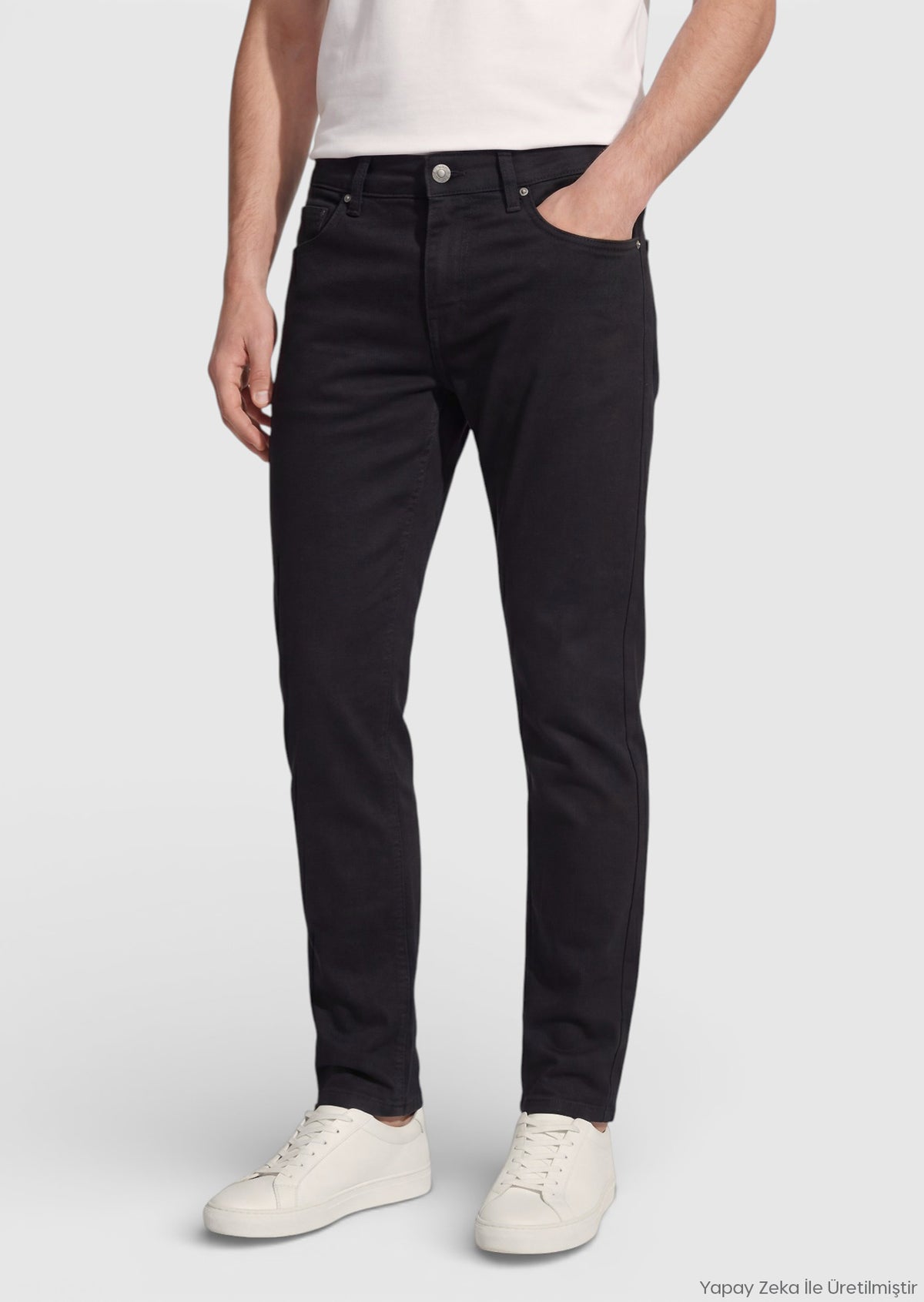 Siyah Düz Dokuma Regular Fit Casual %100 Pamuk Pantolon