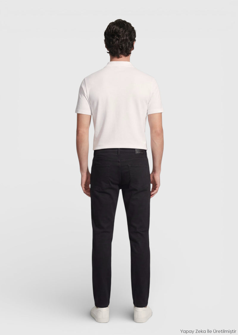 Siyah Düz Dokuma Regular Fit Casual %100 Pamuk Pantolon