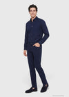 Lacivert Düz Dokuma Slim Fit Casual Pamuk Karışımlı Pantolon