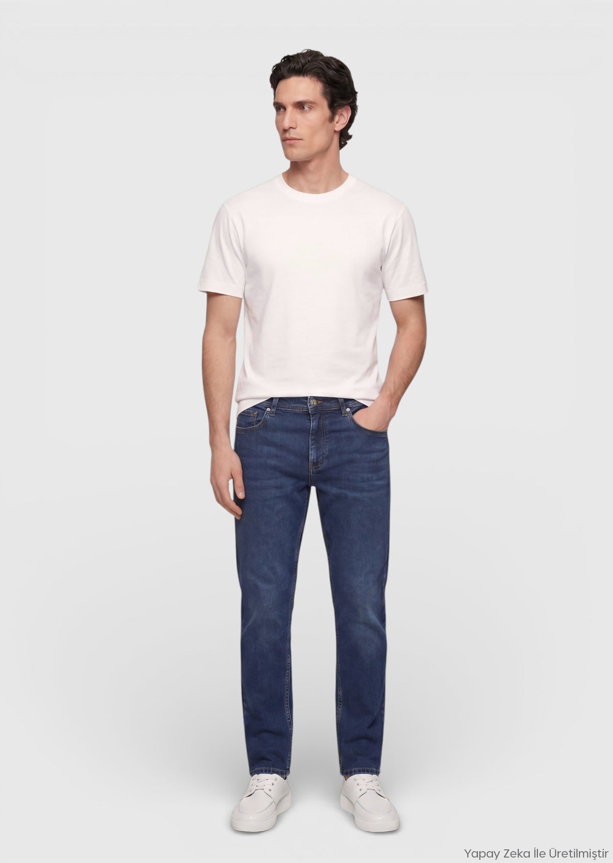 İndigo Slim Fit Denim Pamuk Karışımlı Pantolon