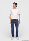 İndigo Düz Slim Fit Denim Pamuk Karışımlı Pantolon