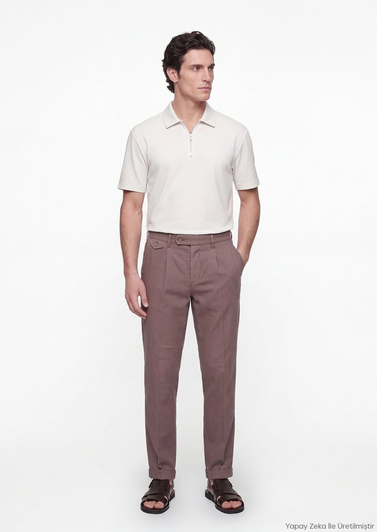 Mürdüm Düz Dokuma Relaxed Fit Casual Pamuk Karışımlı Pantolon