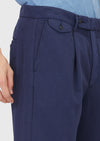 Lacivert Düz Dokuma Relaxed Fit Casual Pamuk Karışımlı Pantolon