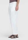 Beyaz Düz Dokuma Relaxed Fit Casual Pamuk Karışımlı Pantolon