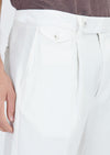 Beyaz Düz Dokuma Relaxed Fit Casual Pamuk Karışımlı Pantolon