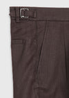 Kahverengi Düz Dokuma Carrot Fit Casual %100 Keten Bermuda
