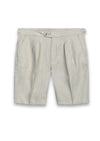 Bej Düz Dokuma Carrot Fit Casual %100 Keten Bermuda