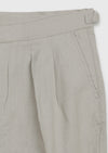 Bej Düz Dokuma Carrot Fit Casual %100 Keten Bermuda