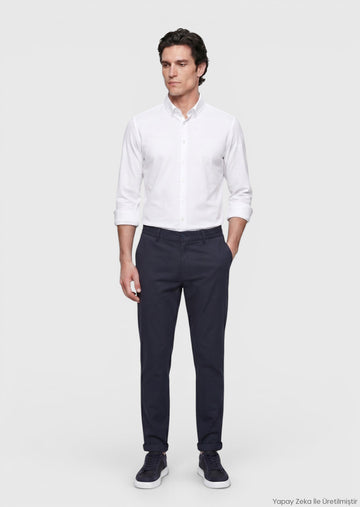 Lacivert Düz Dokuma Jogging Fit Casual Pantolon
