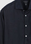 Lacivert Düz Casual Fit Uzun Dokuma Casual %100 Keten Gömlek