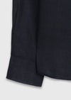 Lacivert Düz Casual Fit Uzun Dokuma Casual %100 Keten Gömlek