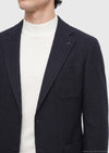 Lacivert Düz Shirt Shoulder Slim Fit Yün Karışımlı Örme Ceket