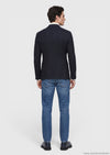 Lacivert Düz Shirt Shoulder Slim Fit Yün Karışımlı Örme Ceket