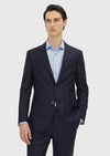Koyu Lacivert Çizgili Zeroweight Slim Fit %100 Yün Takım Elbise