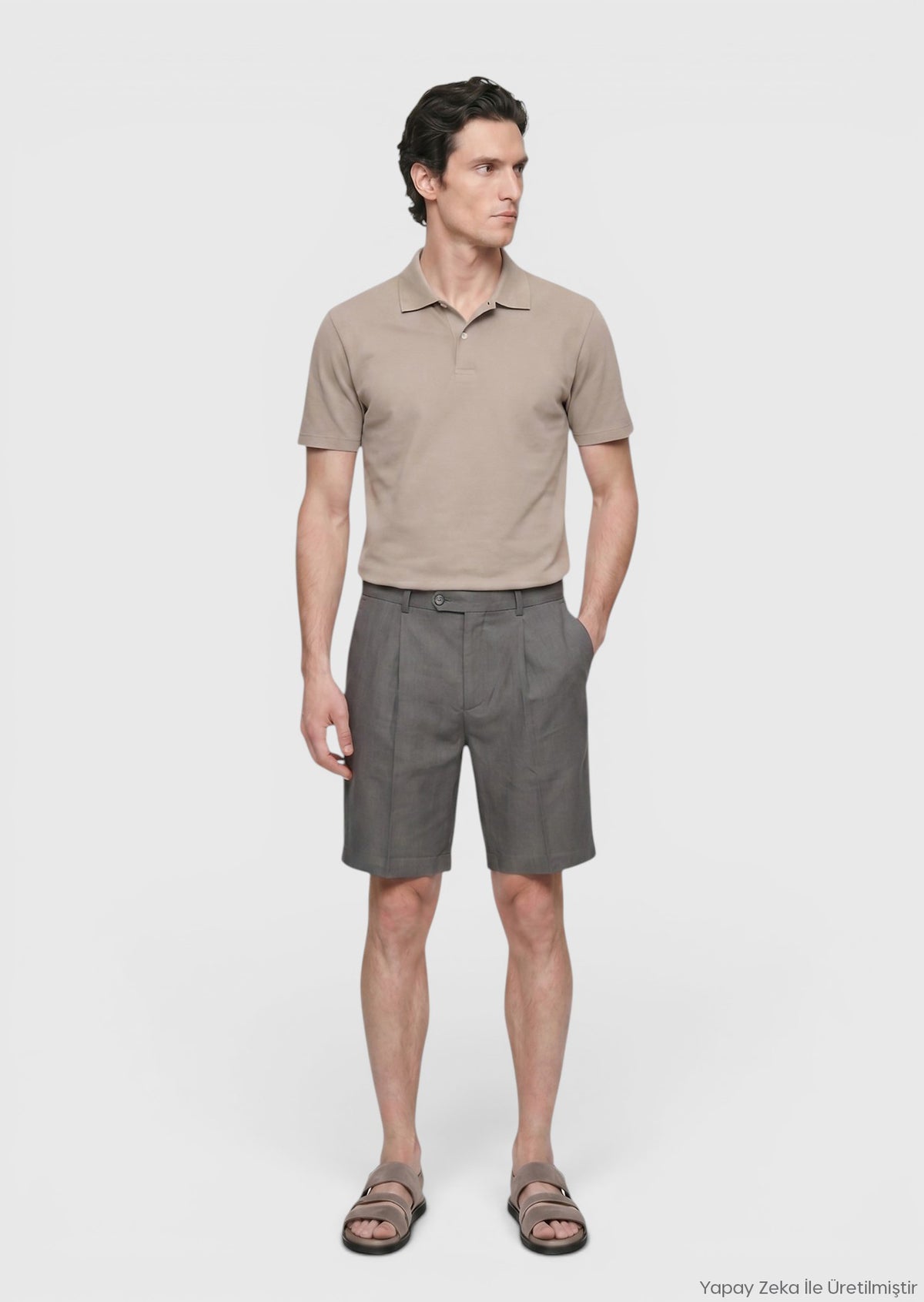 Beige Plain 100% Cotton T-Shirt