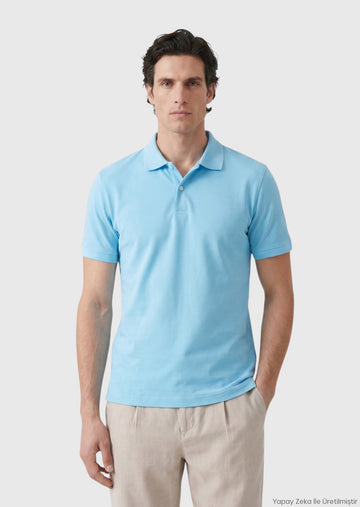 Turkuaz Düz %100 Pamuk T-Shirt