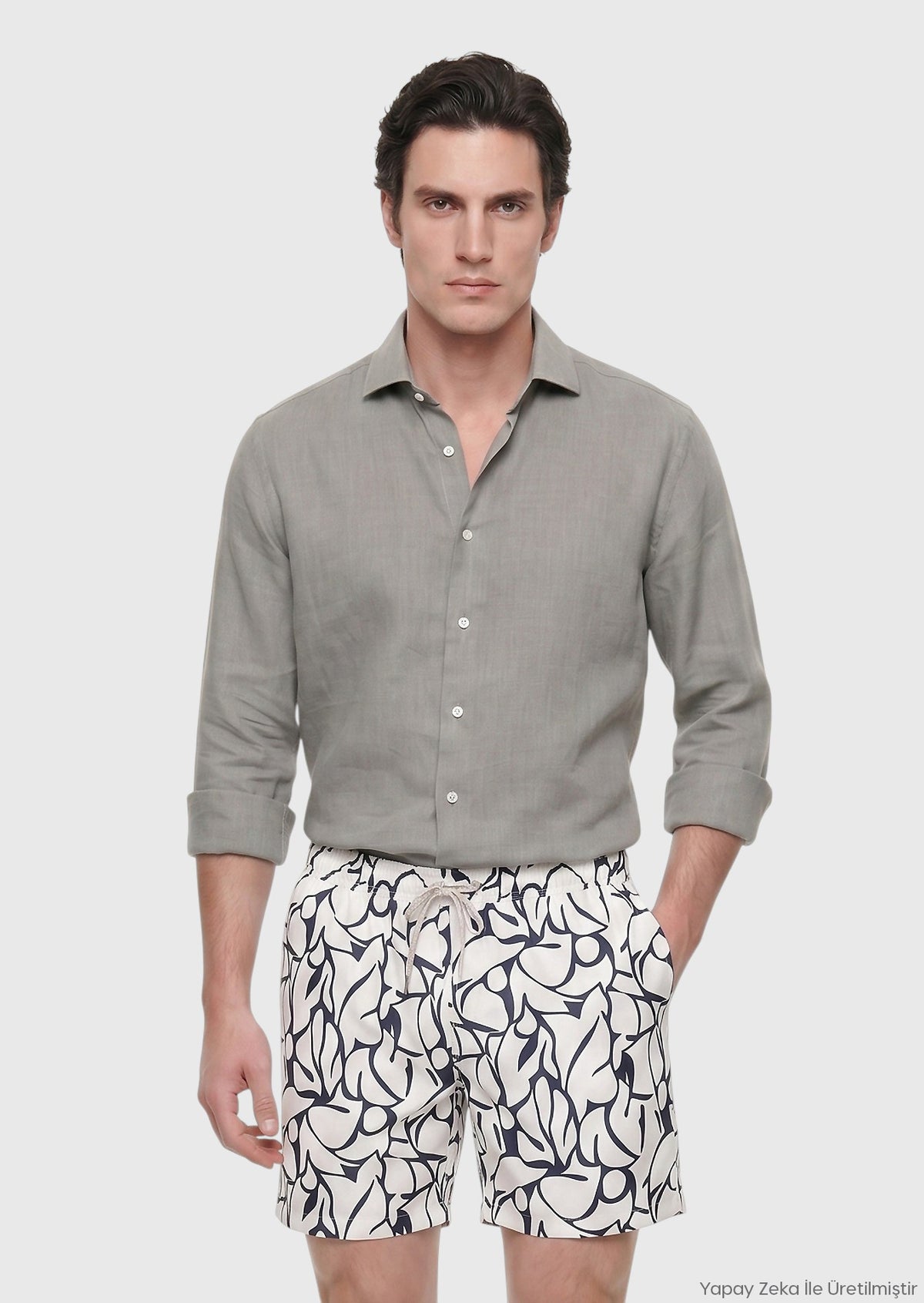 Vizon Casual Fit Uzun Dokuma Casual %100 Keten Gömlek