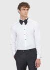 Beyaz Düz Slim Fit Duble Manşet Smokin Gömlek