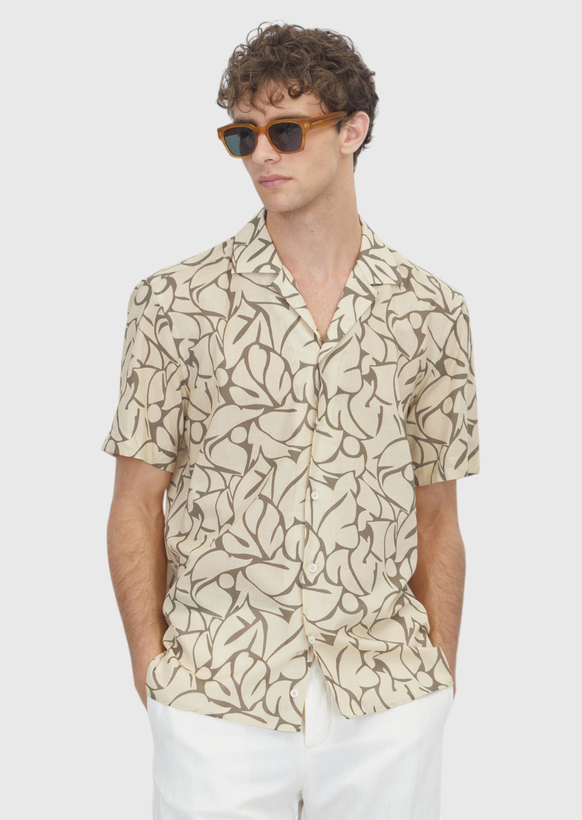 Sarı Regular Fit Kısa Dokuma Casual %100 Pamuk Gömlek