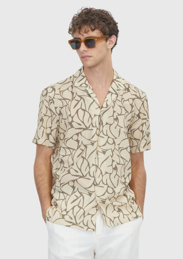 Sarı Regular Fit Kısa Dokuma Casual %100 Pamuk Gömlek