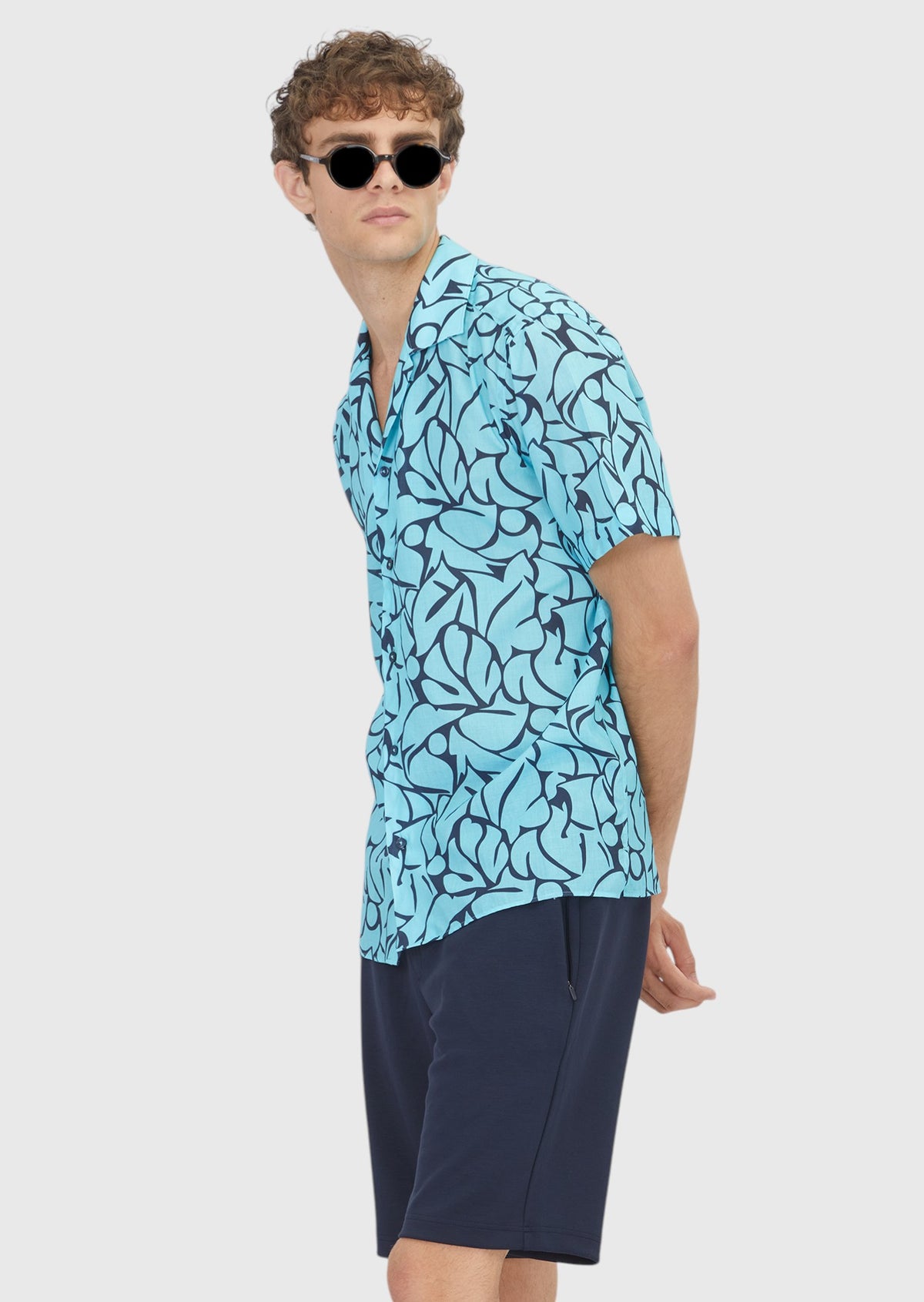 Turkuaz Regular Fit Kısa Dokuma Casual %100 Pamuk Gömlek