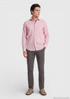 Pembe Düz Casual Fit Uzun Dokuma Casual %100 Pamuk Gömlek