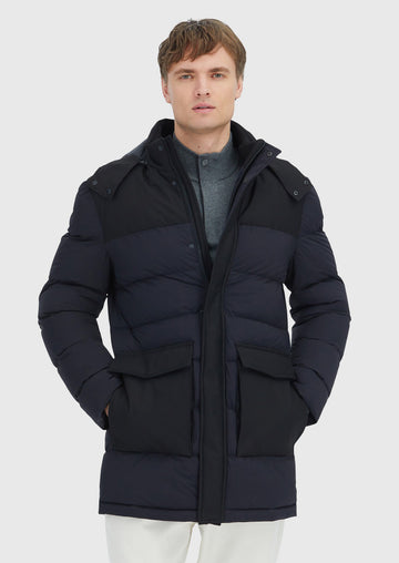 Siyah Regular Fit Kapüşonlu Dokuma Kaban
