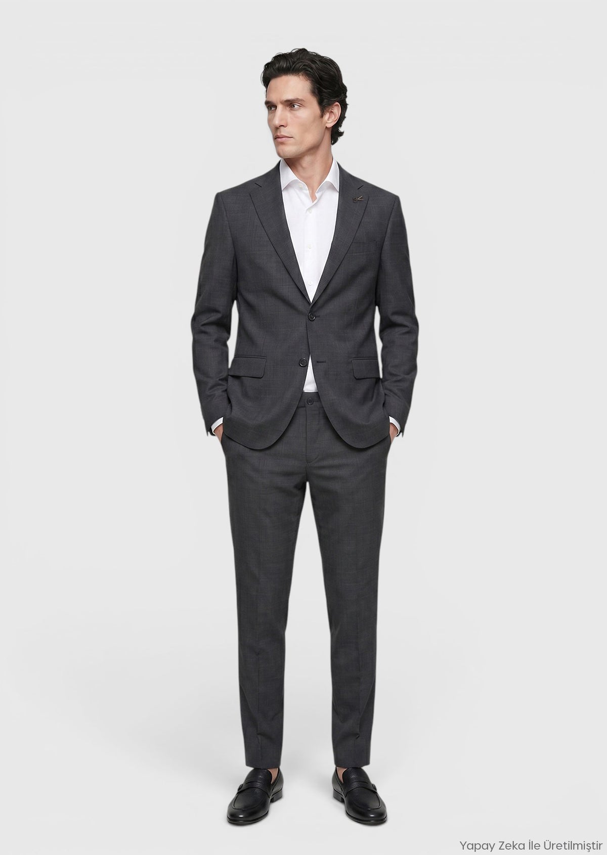 Antrasit Modern Fit Yün Karışımlı Takım Elbise