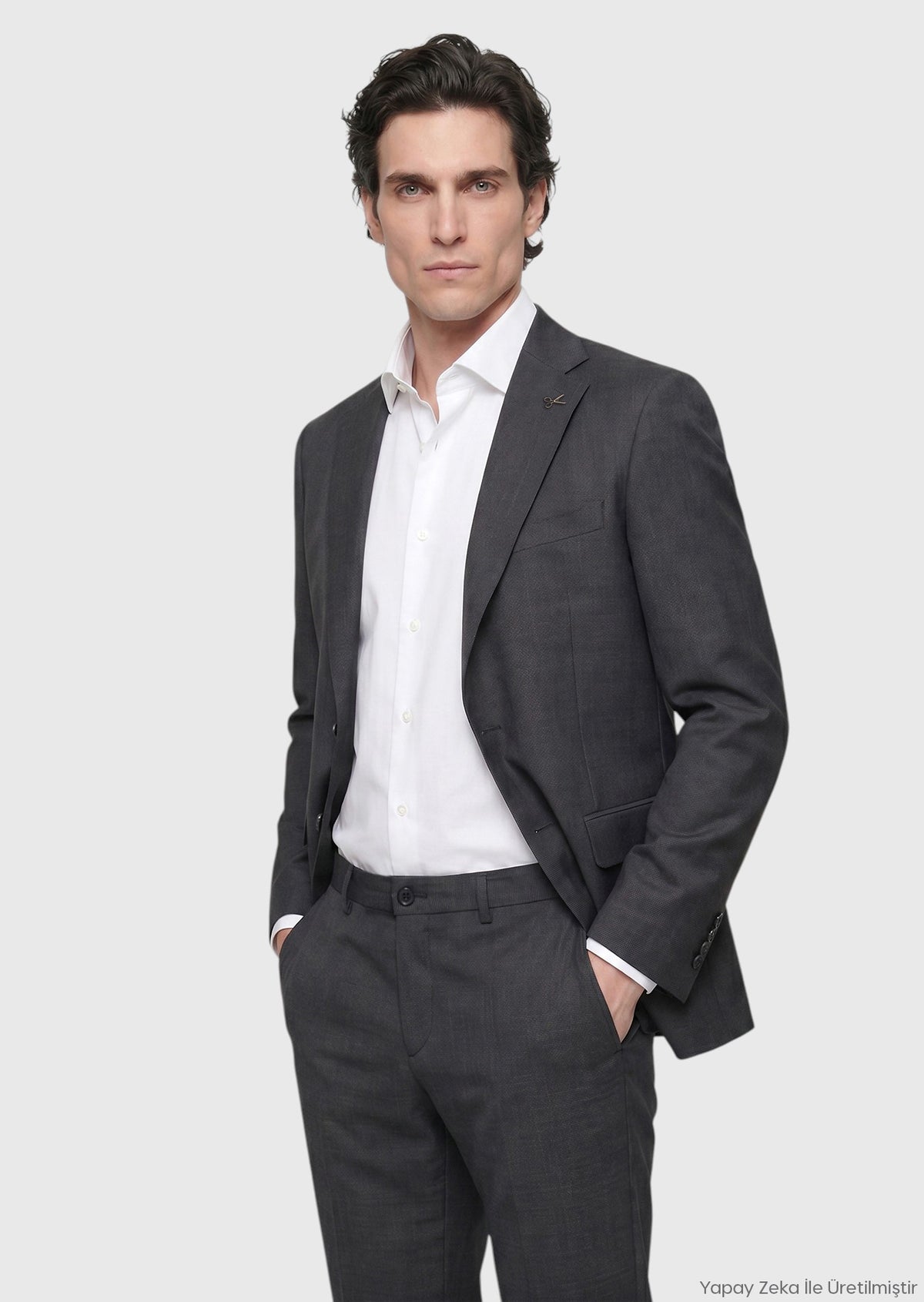 Antrasit Modern Fit Yün Karışımlı Takım Elbise
